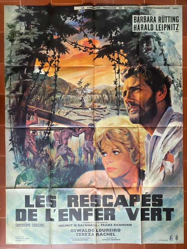 Affiche LES RESCAPES DE L ENFER VERT Barbara RUTTING Harald LEIPNITZ 120x160cm À vendre