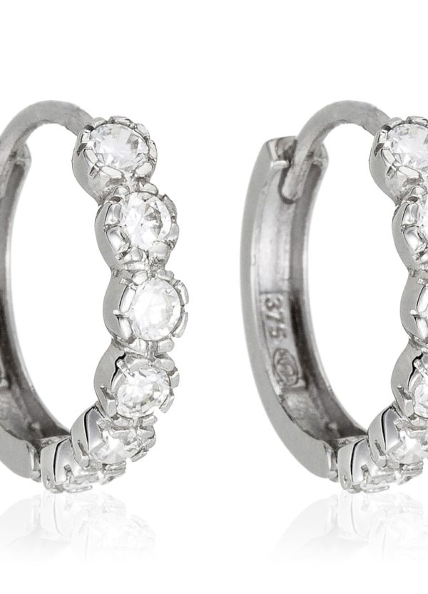 Boucles d oreilles  Luminous  Or Blanc et Zirconium Pas cher