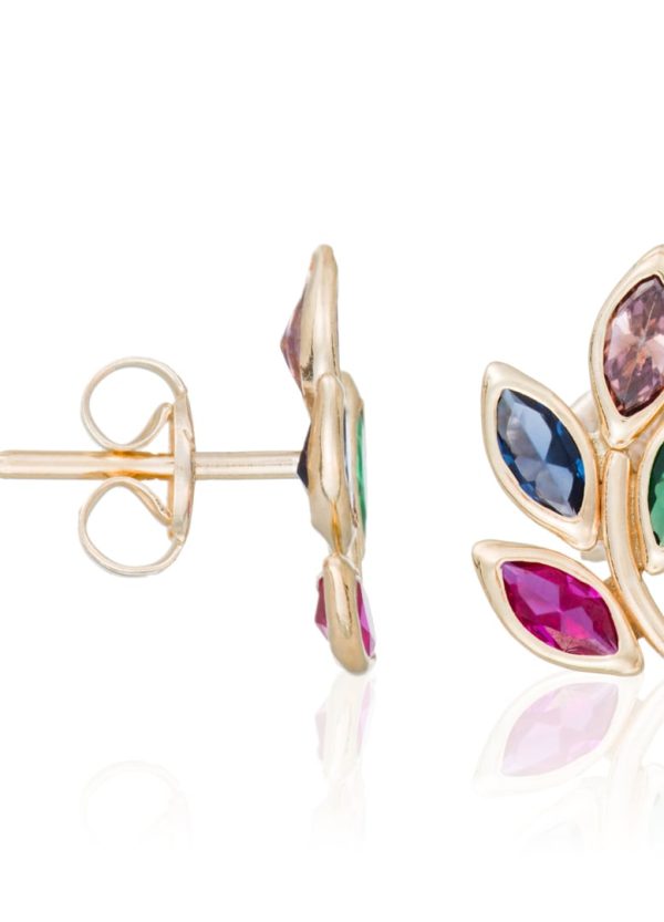 Boucles d oreilles  Feuilles multicolores  Or Jaune Ventes exceptionnelles en ligne