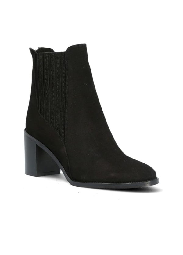 Boots Zip Arriere Velours Noir En solde