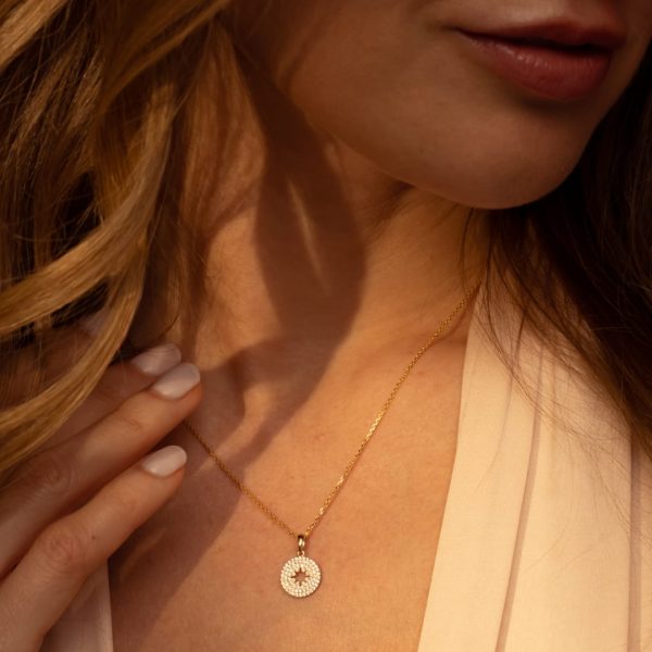 Pendentif    Etoile brillante  Or Jaune et Zirconium Pas cher – Image 2