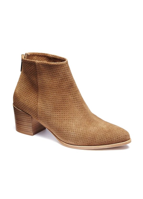 Boots Velours Perfos Tabac En solde