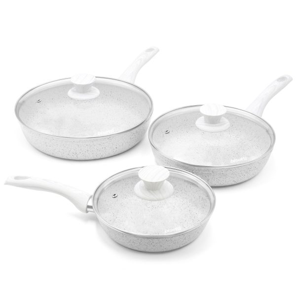 Set de 3 poêles en aluminium Stonewhite avec couvercles Pas cher
