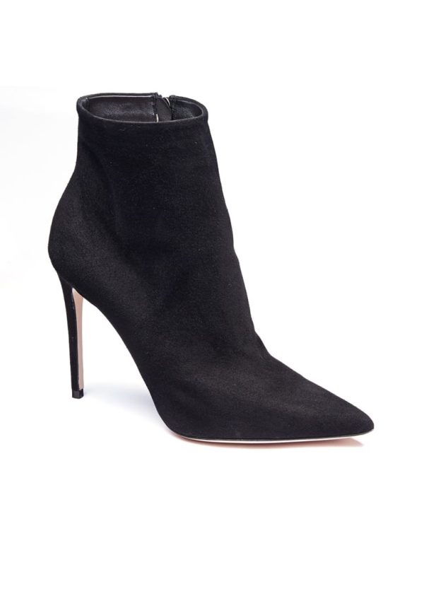 Boots Pointu Velours Noir Ventes exceptionnelles en ligne