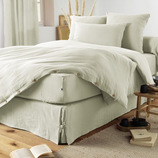 Drap housse Gaze de Coton GAIA - Vert d eau Soldes en ligne – Image 2