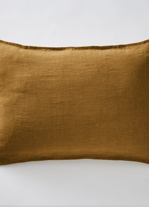 Taie d oreiller Lin lavé SOLINE - Caramel Ventes exceptionnelles en ligne – Image 2