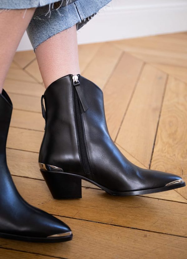 Boots Penelope Cuir Noir À bas prix – Image 4