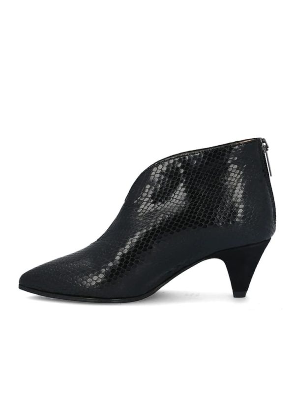Low Boots Velours Noir Et Python Noir En solde – Image 3