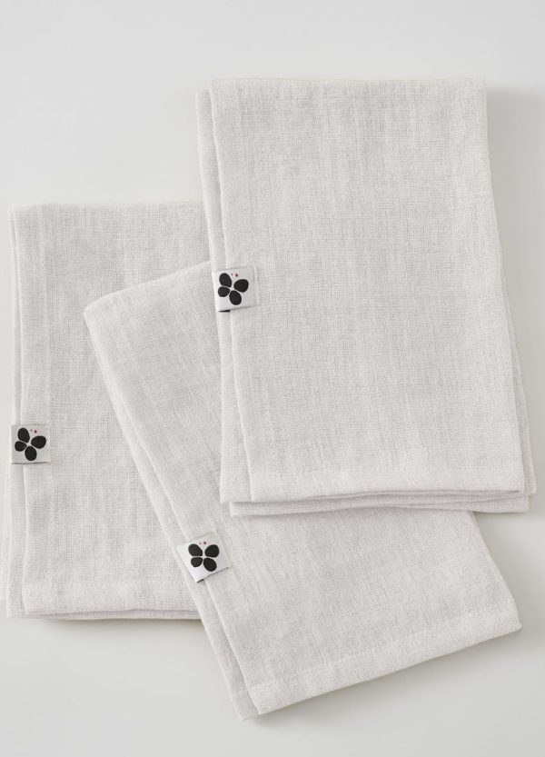 Lot de 3 serviettes Lin lavé SOLINE - Craie À bas prix – Image 2