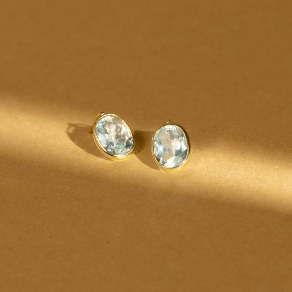 Boucle d oreilles  Rond de Topaze  Or Jaune Fourniture