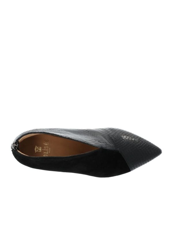 Low Boots Velours Noir Et Python Noir En solde – Image 4
