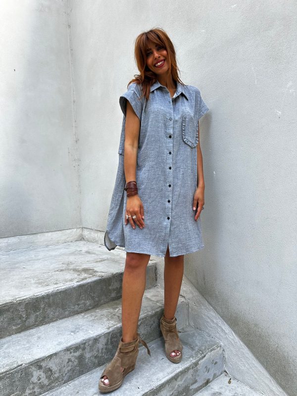 Robe Tokyo 2 - Chambray Gris À bas prix – Image 2