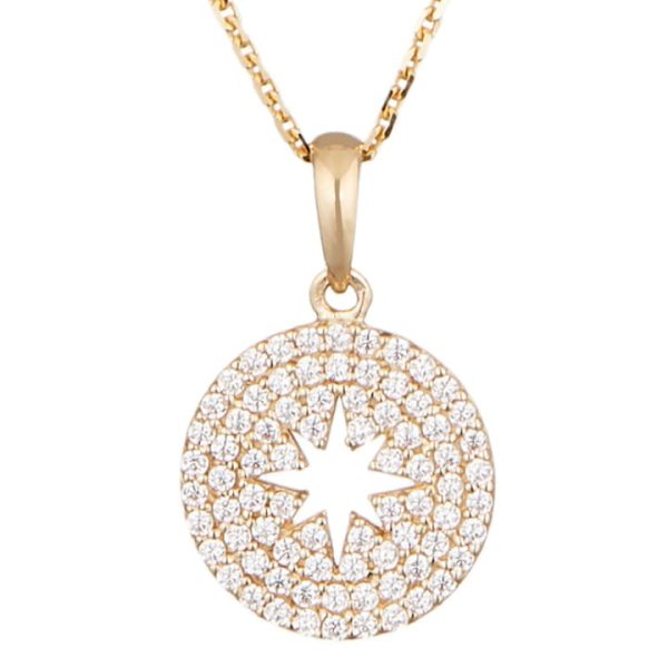Pendentif    Etoile brillante  Or Jaune et Zirconium Pas cher – Image 3