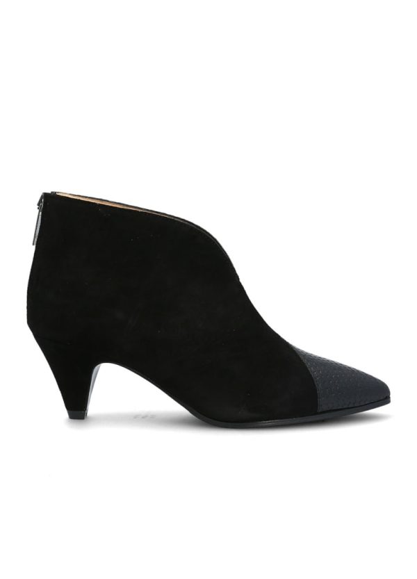 Low Boots Velours Noir Et Python Noir En solde – Image 2