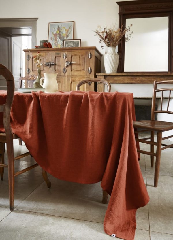 Nappe rectangle Lin lavé SOLINE - Paprika En ligne maintenant – Image 5