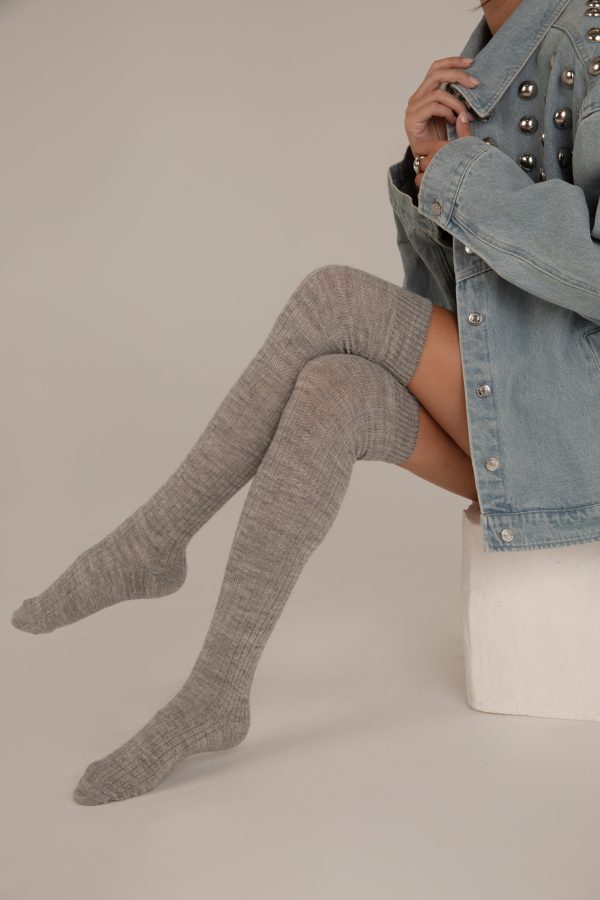 Jambières Laine Alpaga Gris Perle En ligne – Image 2