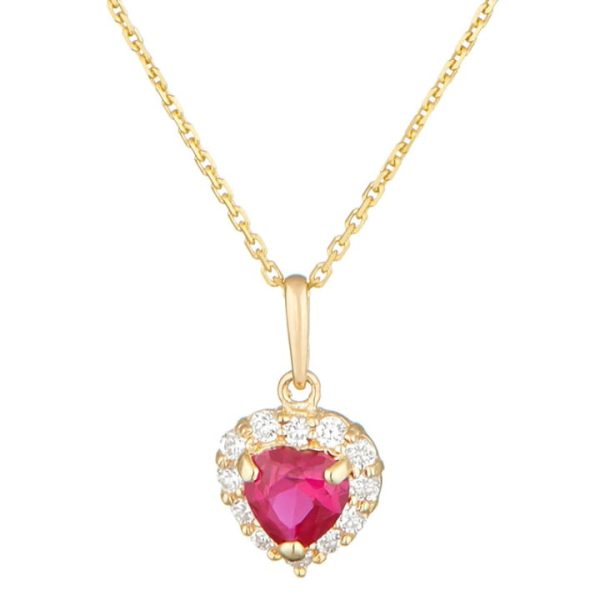Pendentif  Embrasé  Or Jaune et Zirconium rouge Pas cher – Image 2