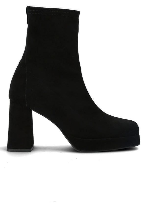 Boots Plateau Vivienne Velours Stretch Noir Soldes en ligne – Image 2